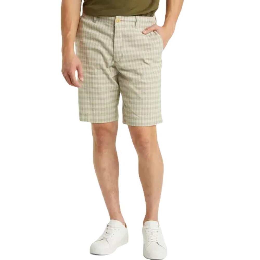 Tommy Bahama Sea Spray Check Linen Blend Stretch Shorts Men's Large Twill
